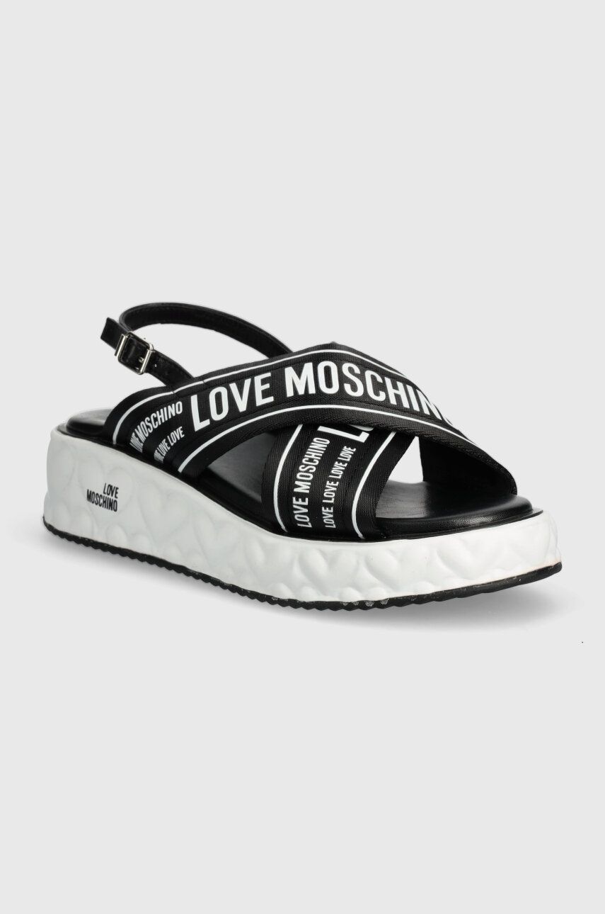 Love Moschino sandale femei, culoarea negru, cu platforma, JA16315I0IIX300A
