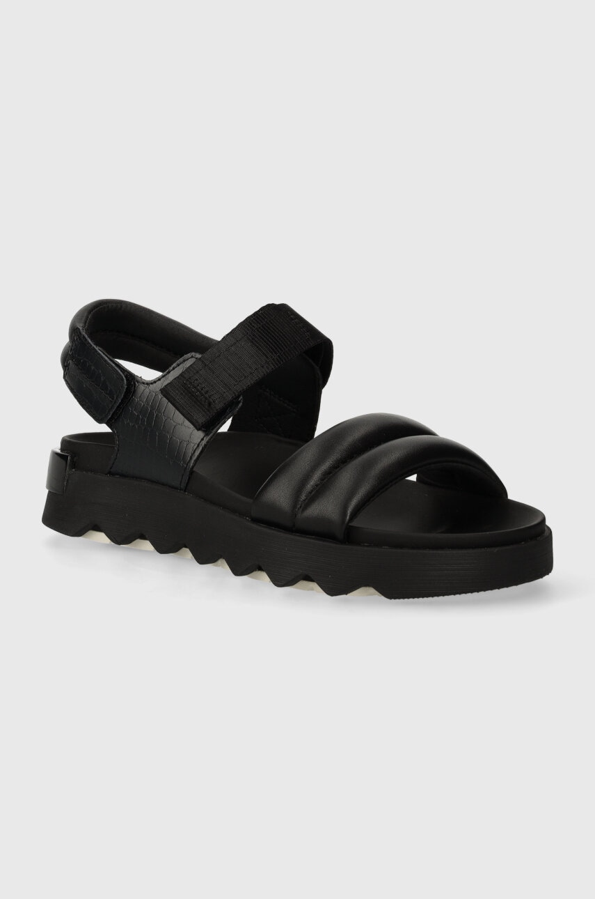 Sorel sandale de piele VIIBE SANDAL femei, culoarea negru, 2030511012