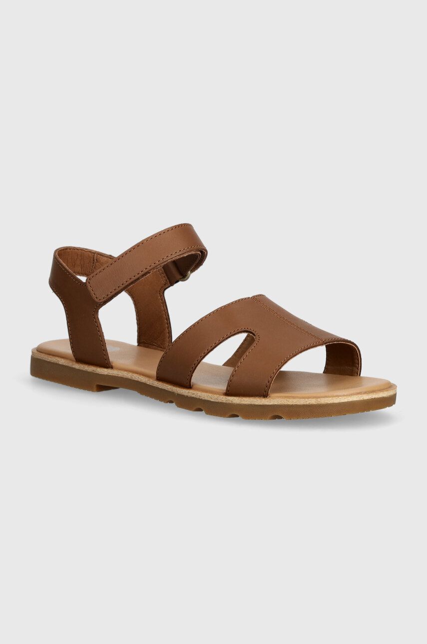 Sorel sandale de piele ELLA III ANKLE STRAP femei, culoarea maro, 2076821242