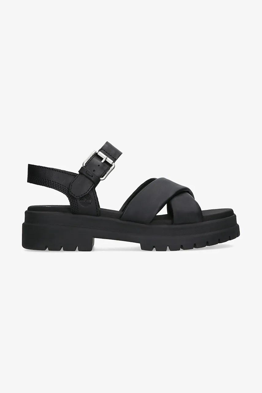 Timberland sandale de piele London Vibe culoarea negru, cu platforma, TB0A2QVJ0151