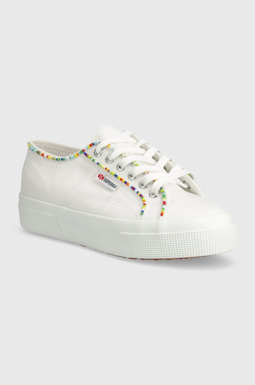 Superga tenisi 2740 MULTICOLOR BEADS femei, culoarea alb, S4131FW Superga tenisi 2740 MULTICOLOR BEADS femei, culoarea alb, S4131FW