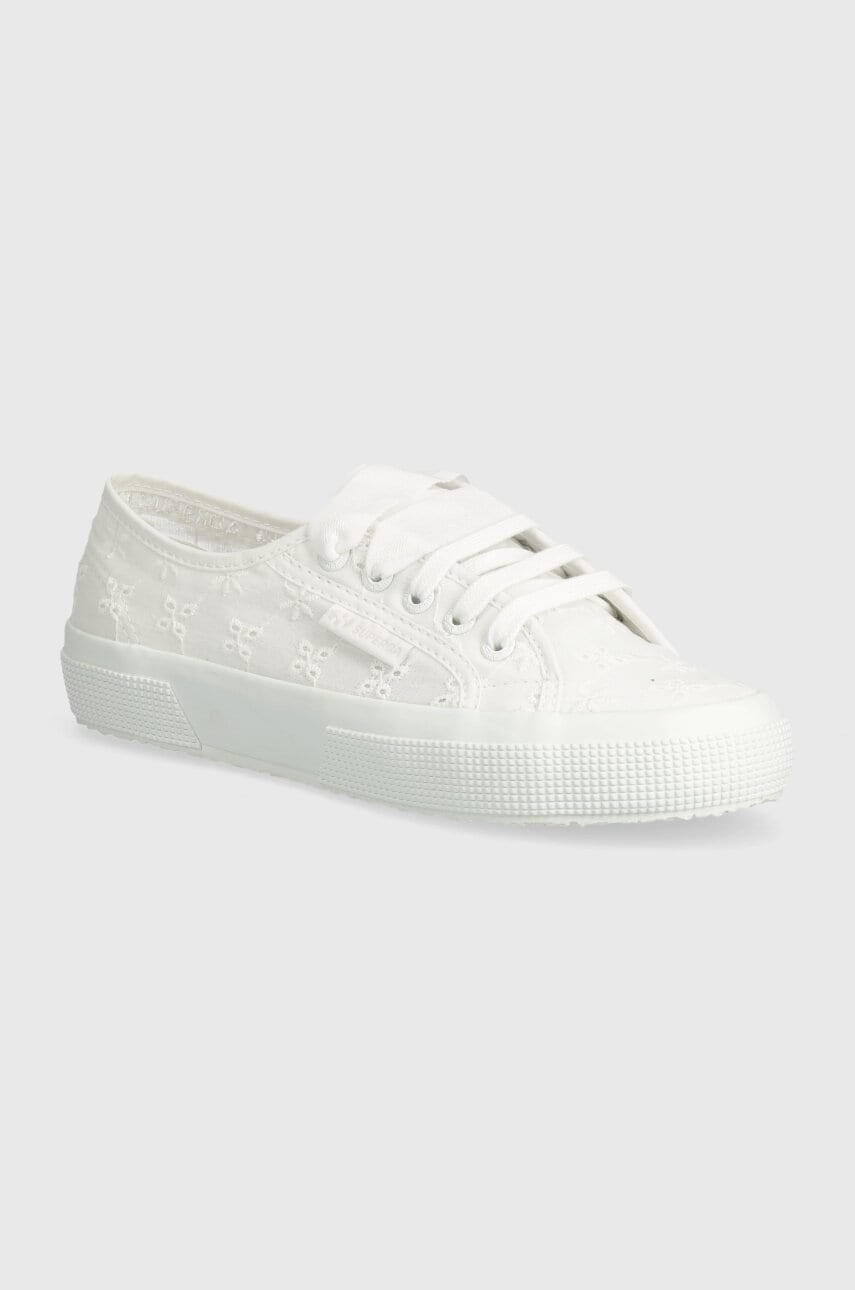 Superga tenisi 2750 FLOWER SANGALLO femei, culoarea alb, S5137JW Superga tenisi 2750 FLOWER SANGALLO femei, culoarea alb, S5137JW