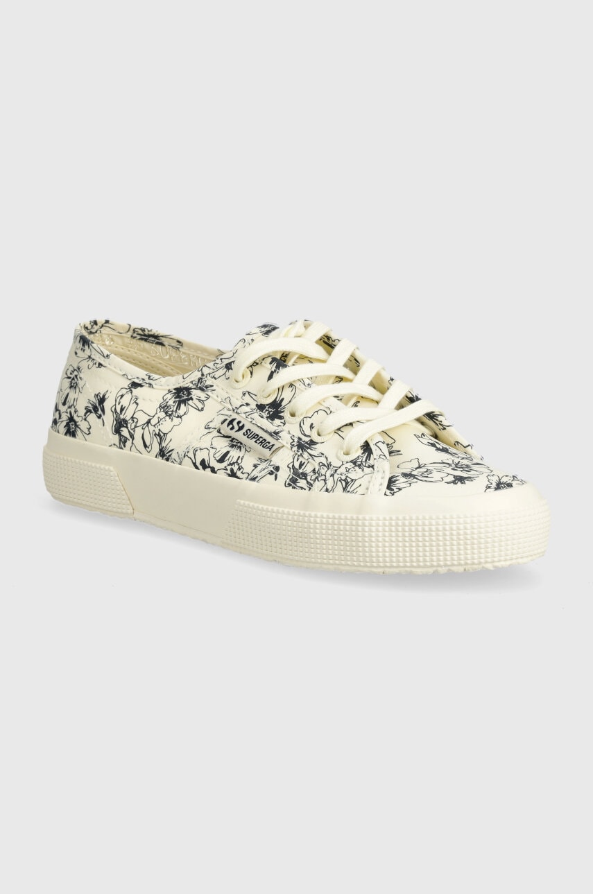 Superga tenisi 2750 SKETCHED FLOWERS femei, culoarea bej, S6122NW Superga tenisi 2750 SKETCHED FLOWERS femei, culoarea bej, S6122NW