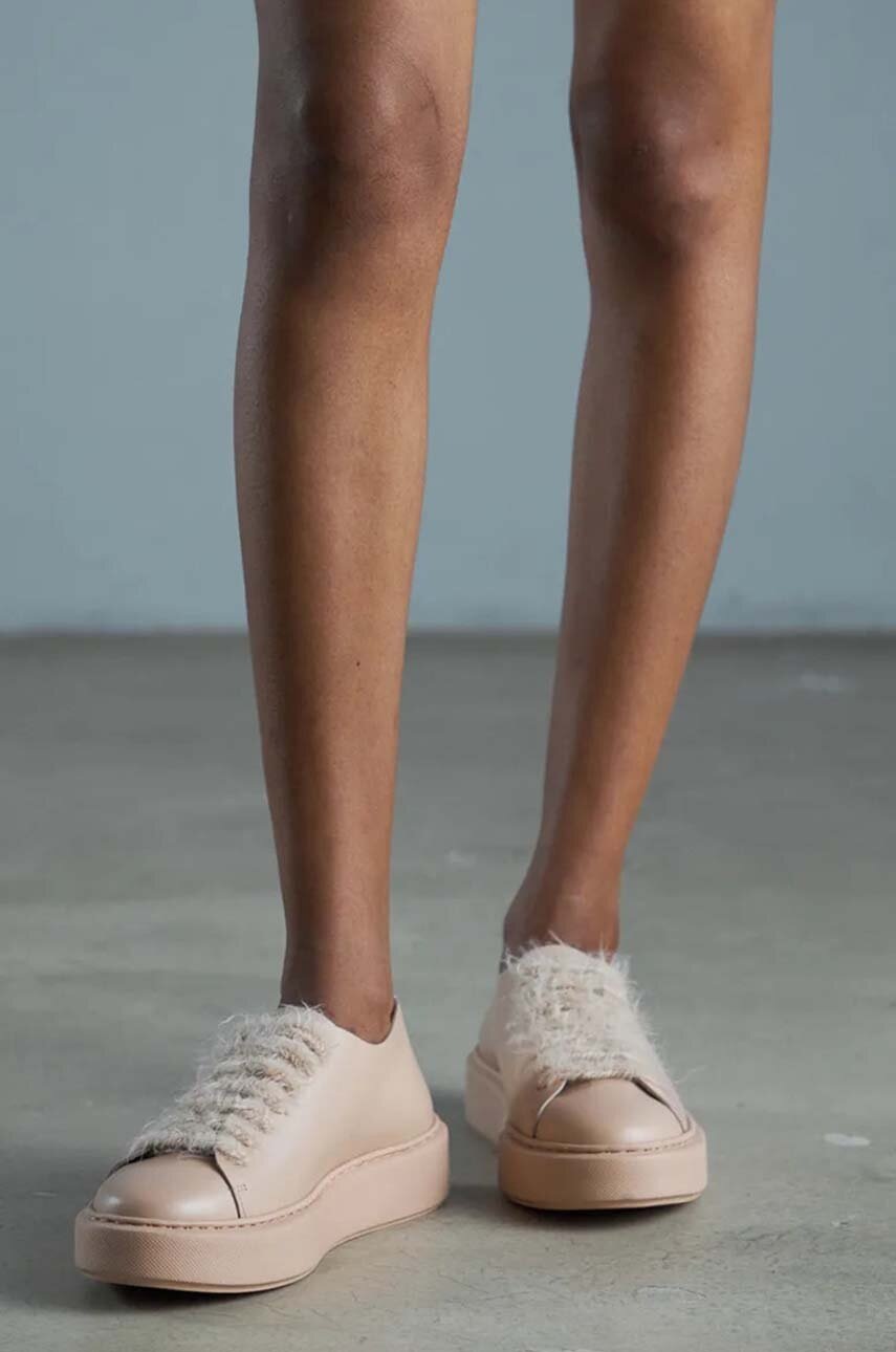 Δερμάτινα αθλητικά παπούτσια Vanda Novak Grace χρώμα: μπεζ φωτογραφία