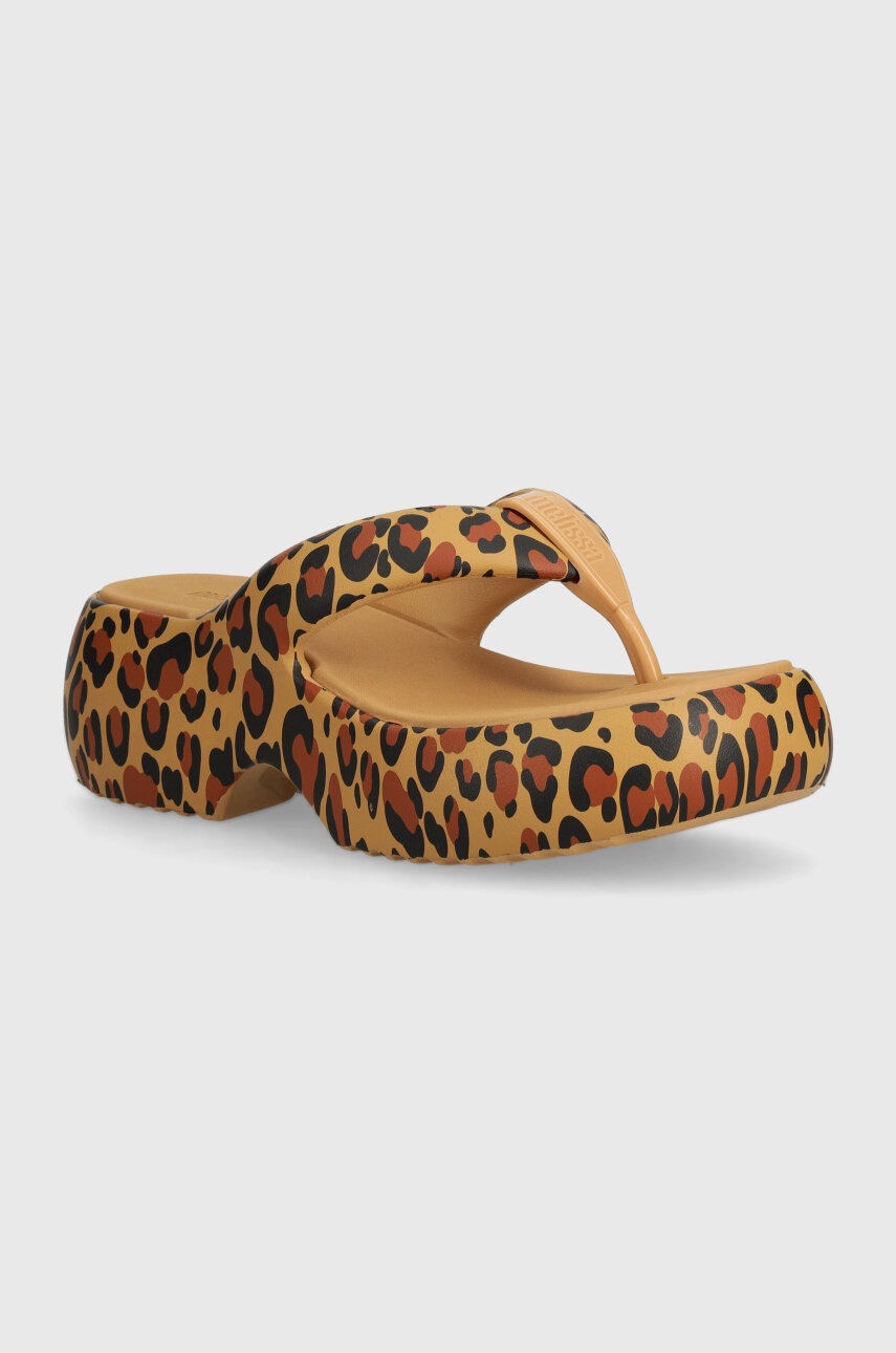 Melissa papuci FREE FUZZY PRINTED PLATFORM femei, culoarea bej, cu platforma, M 35995 BB907