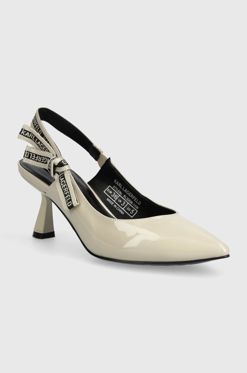 Karl Lagerfeld stilettos de piele PANACHE culoarea bej, KL30808