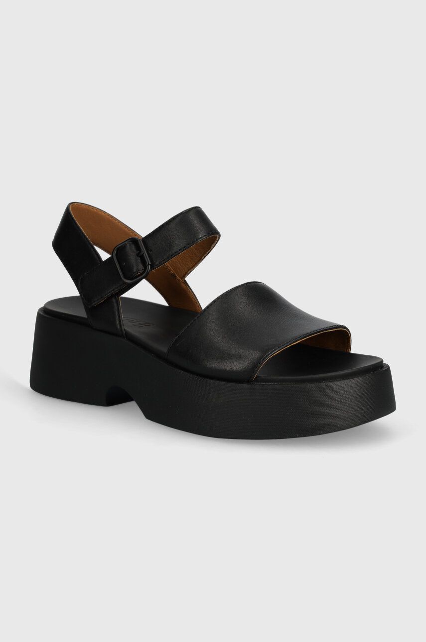 Camper sandale de piele Tasha femei, culoarea negru, cu platforma, K201659-001