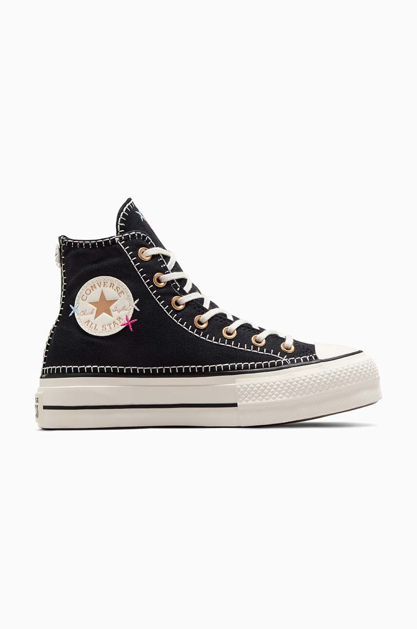 Converse tenisi Chuck Taylor All Star Lift femei, culoarea negru, A08731C