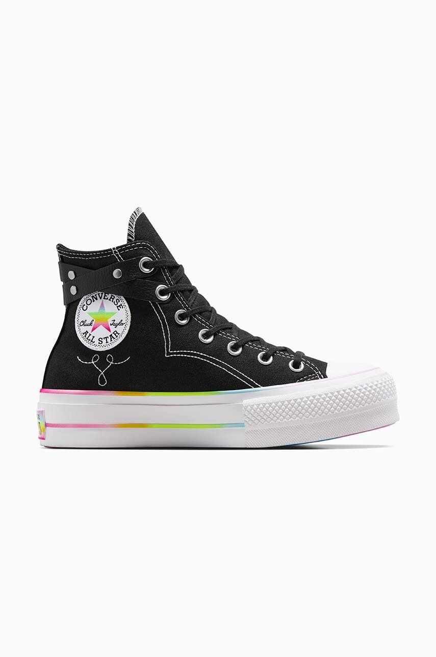 Converse teniși Chuck Taylor All Star Lift Hi Pride culoarea negru, A10218C