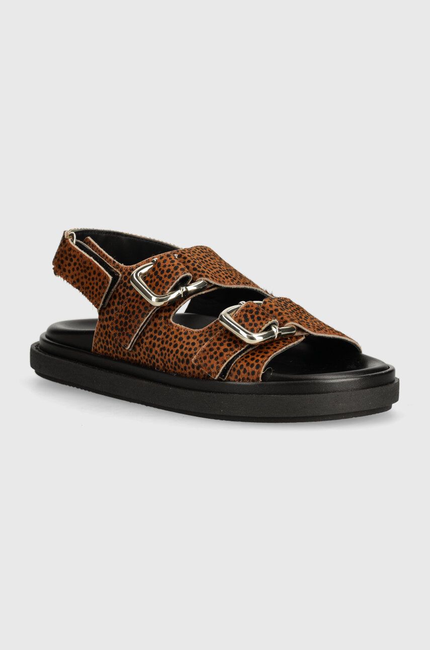 Alohas sandale de piele Harper femei, culoarea maro, S100629-02