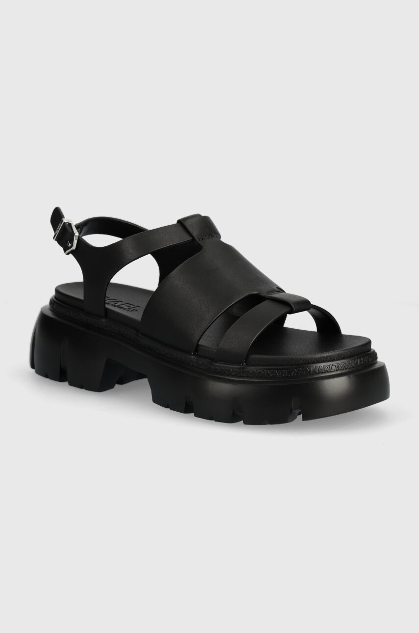 

Кожени сандали Karl Lagerfeld SUN TREKKA в черно с платформа KL83524, Черен