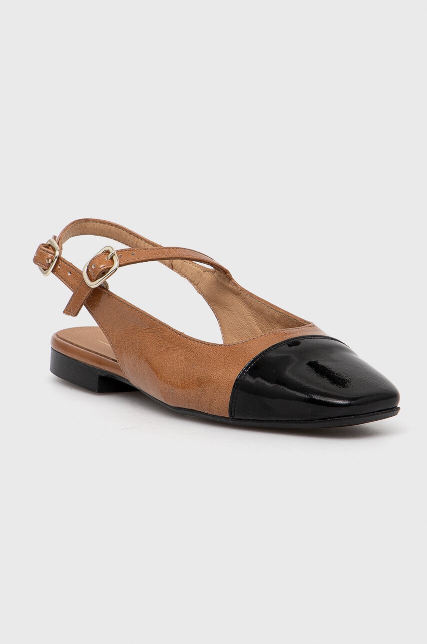 Billi Bi balerini de piele culoarea maro, cu toc deschis, A6801