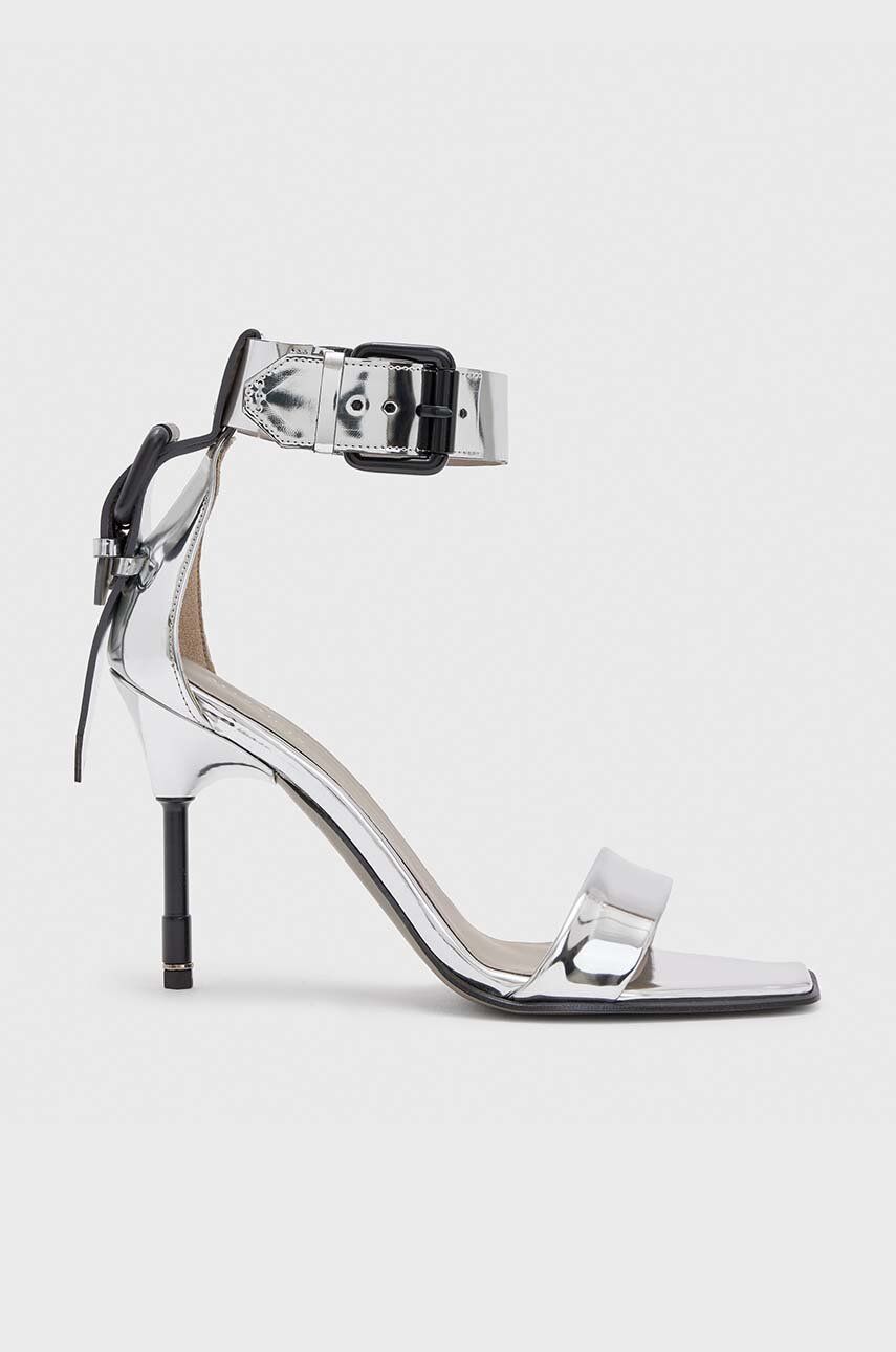 AllSaints sandale de piele Noir culoarea argintiu, WF584Y
