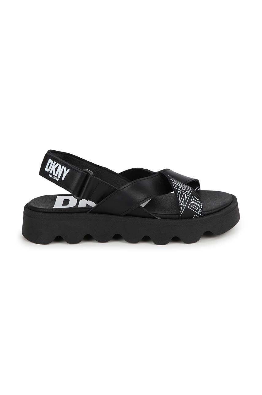 Дитячі шкіряні сандалі Dkny колір чорний