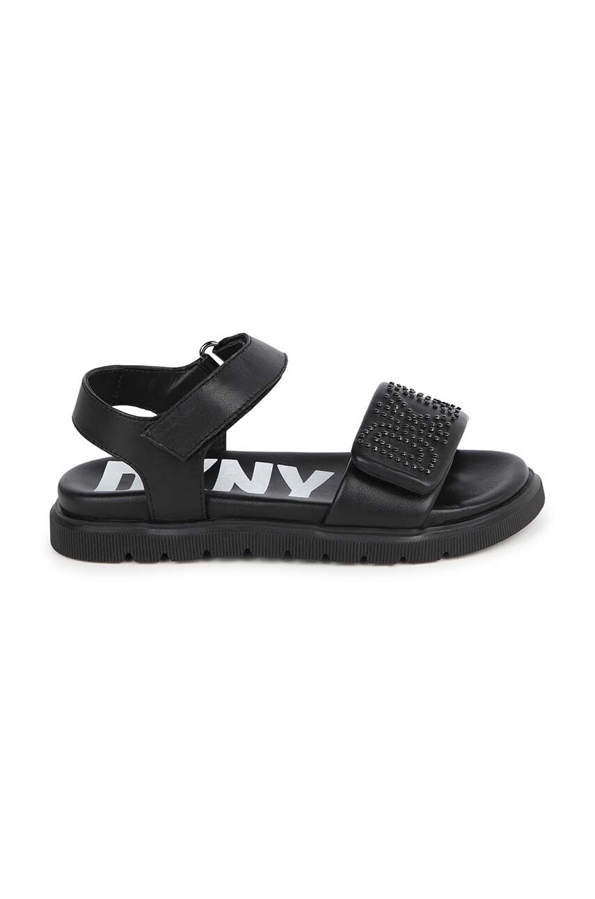 Дитячі шкіряні сандалі Dkny колір чорний