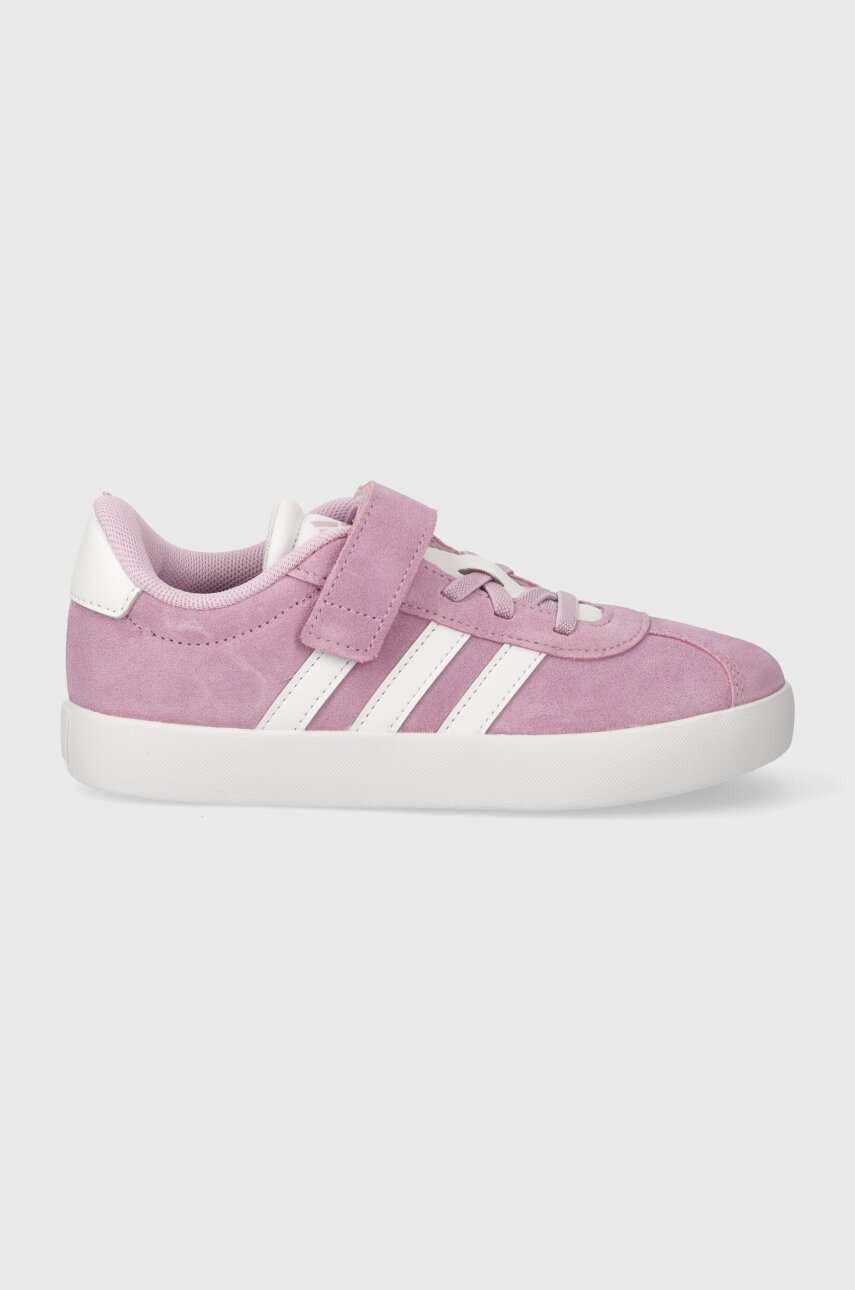 Детские замшевые кроссовки adidas VL COURT 3.0 EL C цвет фиолетовый
