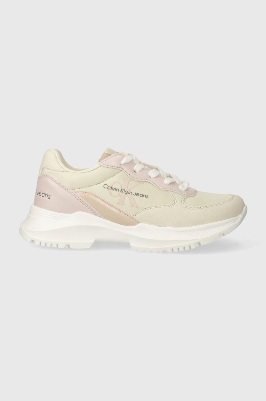 Levně Dětské sneakers boty Calvin Klein Jeans béžová barva