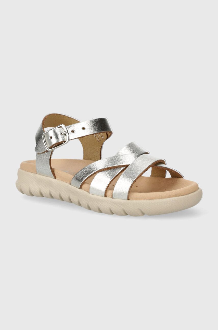 Geox sandale din piele pentru copii SANDAL SOLEIMA culoarea argintiu