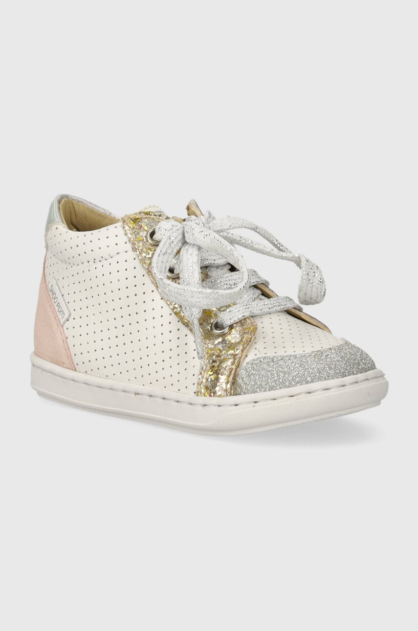 Shoo Pom incaltaminte din piele pentru copii BOUBA ZIP BOX culoarea alb