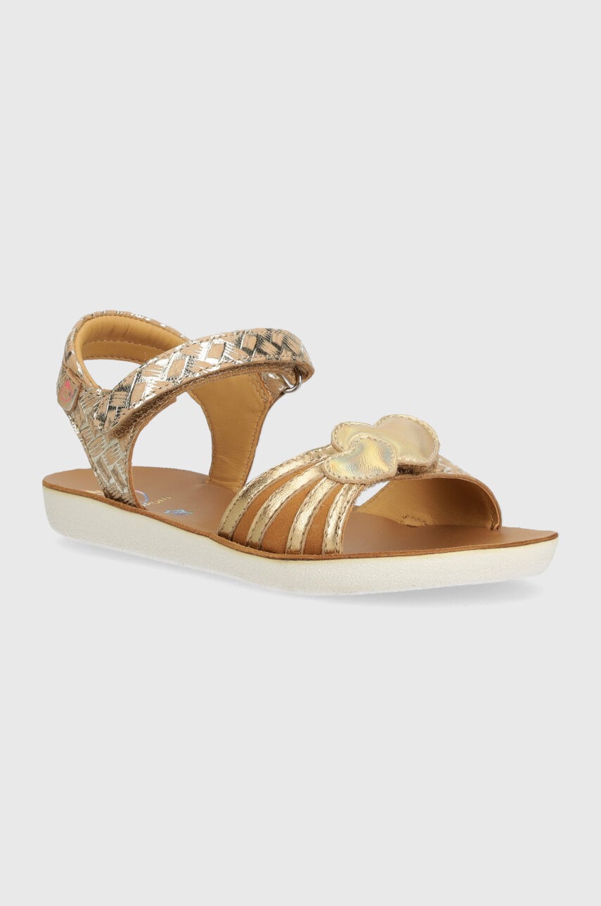 Shoo Pom sandale din piele pentru copii GOA HEART culoarea auriu