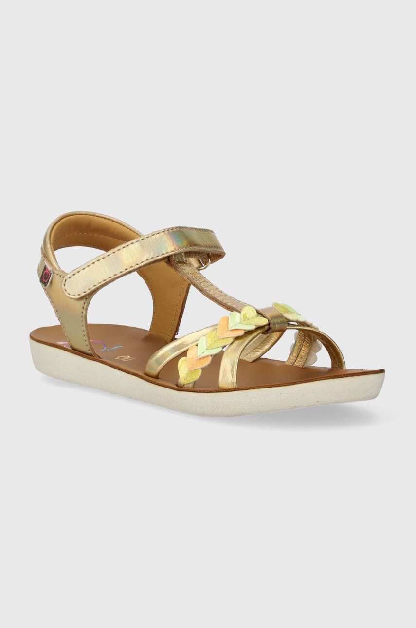 Shoo Pom sandale din piele pentru copii GOA TRESSE LOVE culoarea auriu
