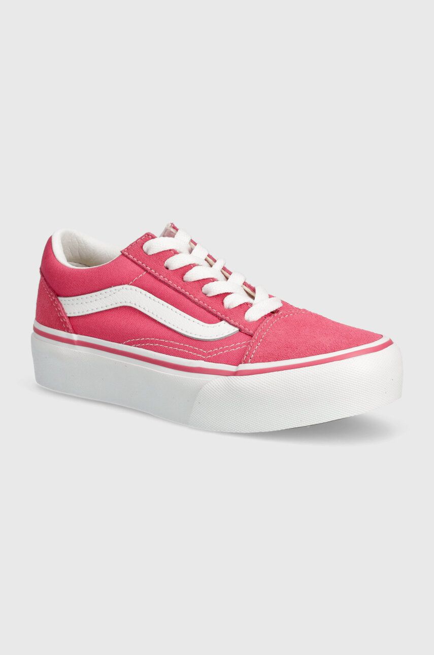 Παιδικά πάνινα παπούτσια Vans UY Old Skool Platform χρώμα: ροζ