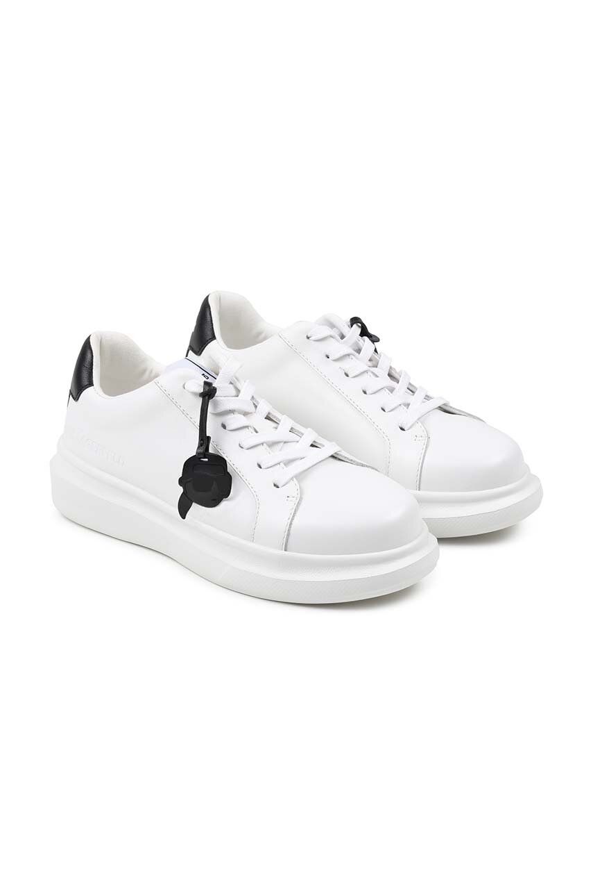 Levně Dětské kožené sneakers boty Karl Lagerfeld bílá barva
