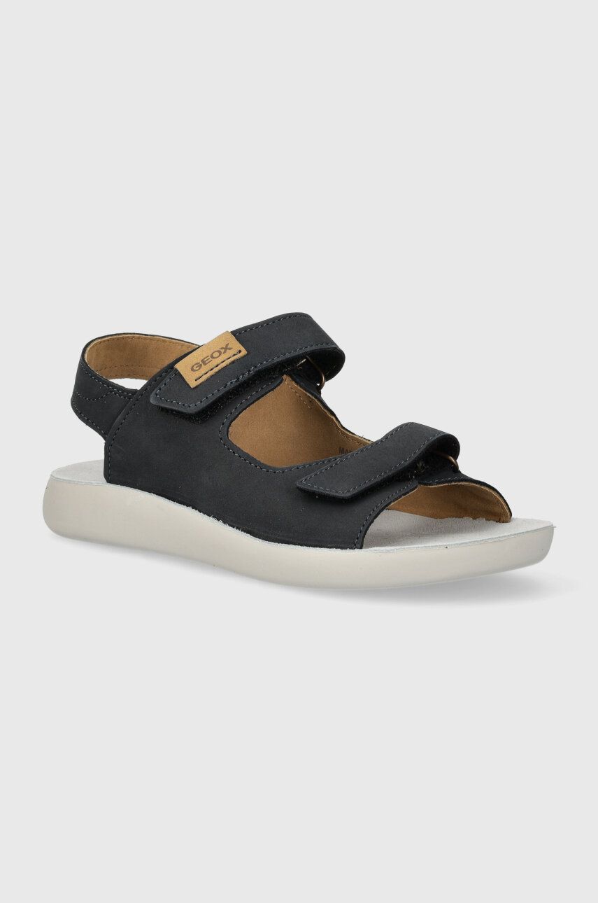 Geox sandale din năbuc pentru copii SANDAL LIGHTFLOPPY culoarea albastru marin