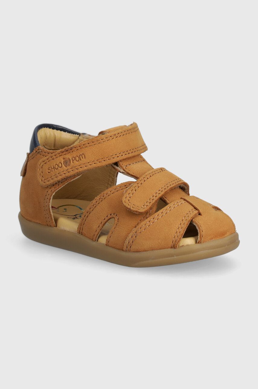 Shoo Pom sandale din piele intoarsa pentru copii PIKA SCRATCH culoarea maro