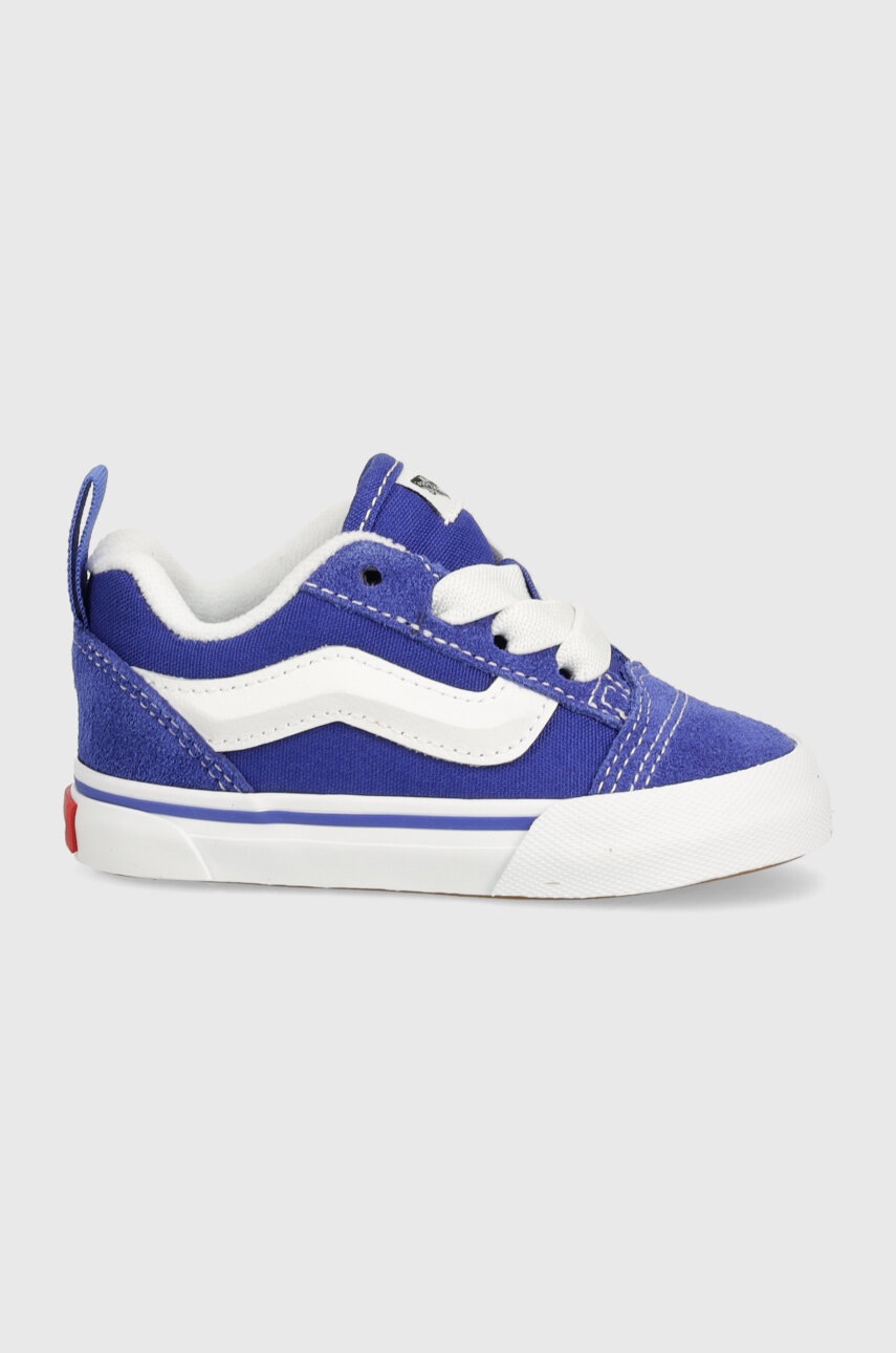 Детские замшевые кеды Vans Knu Skool Elastic Lace цвет синий