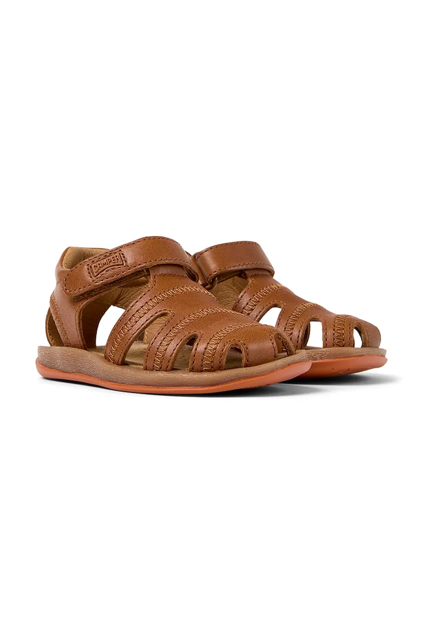 Camper sandale din piele pentru copii culoarea maro, 80372
