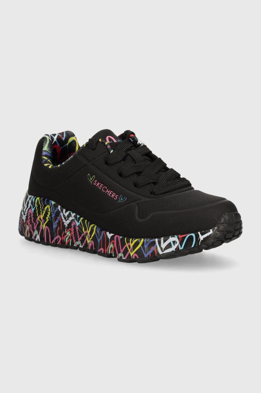 Skechers sneakers pentru copii UNO LITE LOVELY LUV culoarea negru, 314976L/BKMT