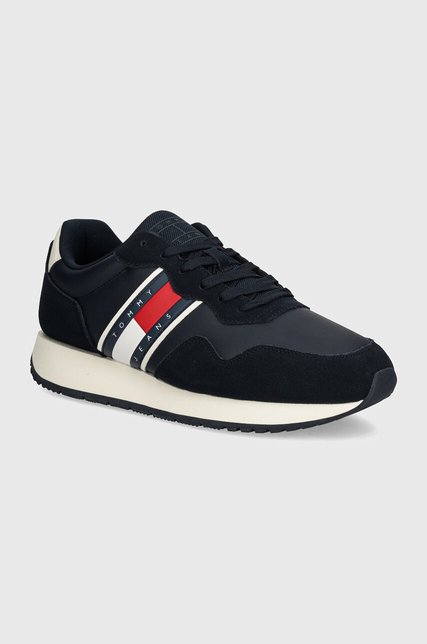 Tommy Jeans sneakers din piele TJM MODERN RUNNER culoarea albastru marin, EM0EM01316 Tommy Jeans sneakers din piele TJM MODERN RUNNER culoarea albastru marin, EM0EM01316