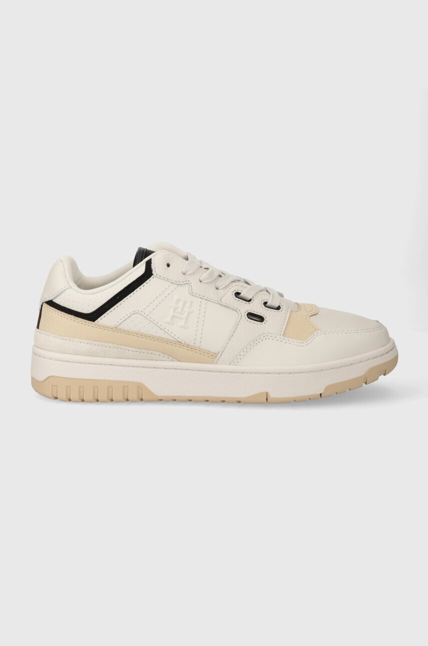 

Шкіряні кросівки Tommy Hilfiger TH BASKET STREET LTH колір бежевий FM0FM04874