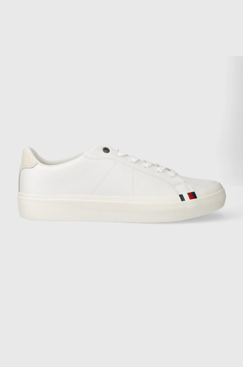 Levně Kožené sneakers boty Tommy Hilfiger THICK VULC LOW PREMIUM LTH bílá barva, FM0FM04881