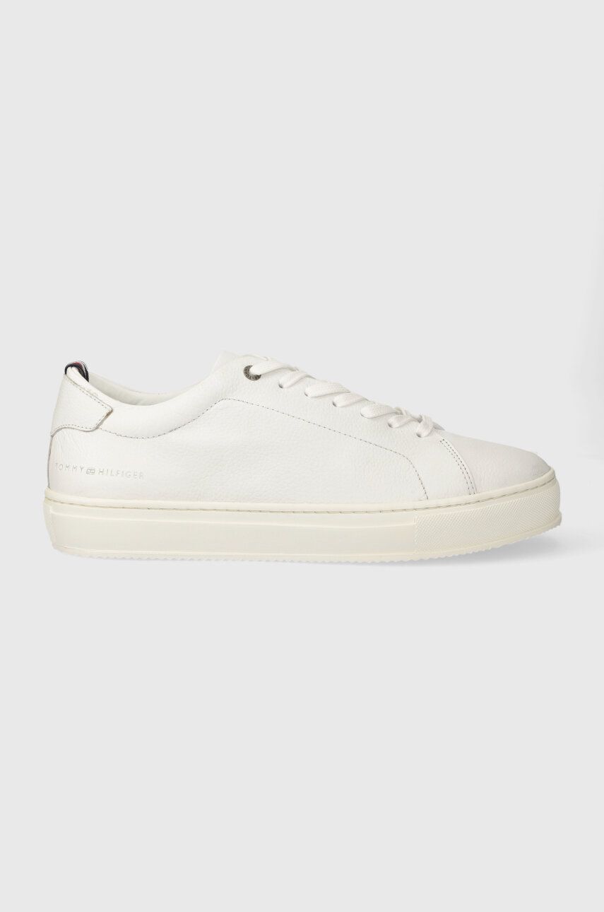 Δερμάτινα αθλητικά παπούτσια Tommy Hilfiger PREMIUM CUPSOLE GRAINED LTH χρώμα: άσπρο, FM0FM04893 λευκό