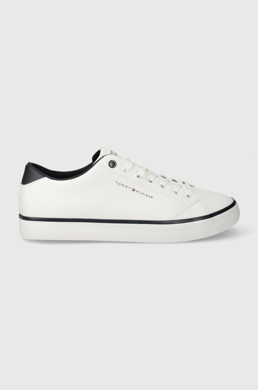 Levně Kožené tenisky Tommy Hilfiger TH HI VULC CORE LOW LEATHER ESS pánské, bílá barva, FM0FM05041