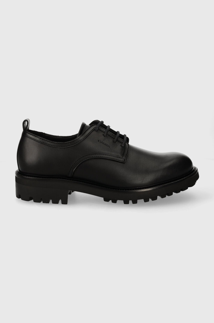 

Кожени половинки обувки Calvin Klein DERBY MIX в черно HM0HM01354, Черен