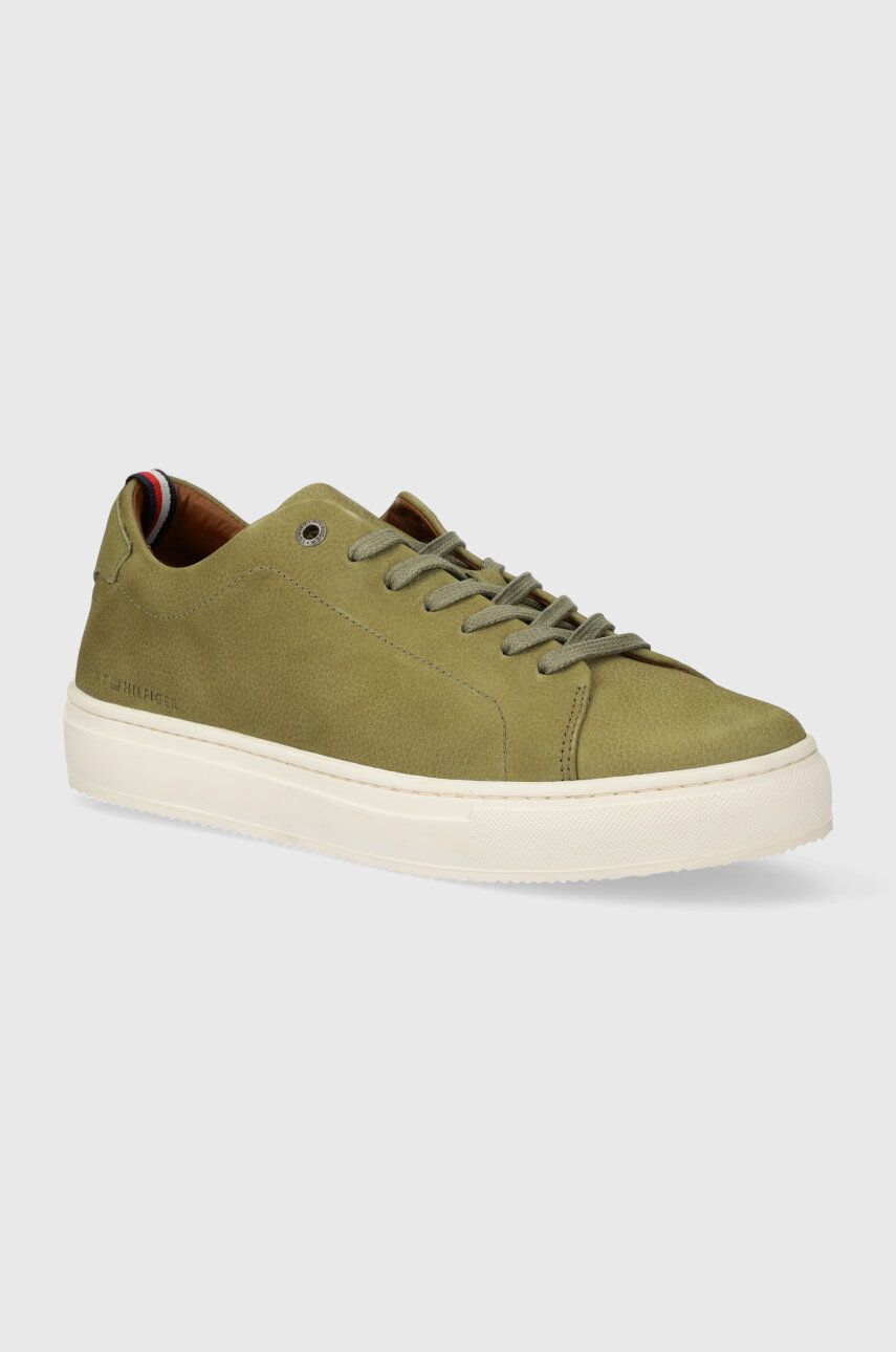Levně Kožené sneakers boty Tommy Hilfiger PREMIUM CORPORATE LTH SEASONAL zelená barva, FM0FM04965