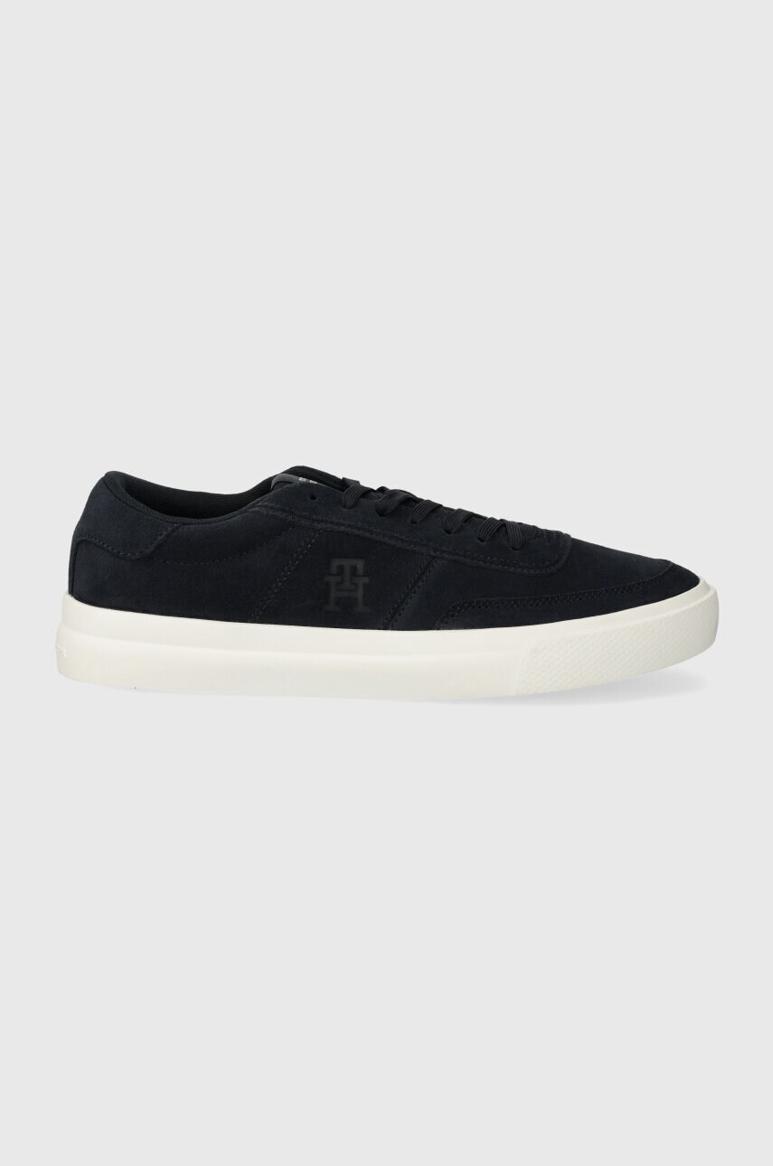 Levně Semišové sneakers boty Tommy Hilfiger TH CUPSET SUEDE tmavomodrá barva, FM0FM04977