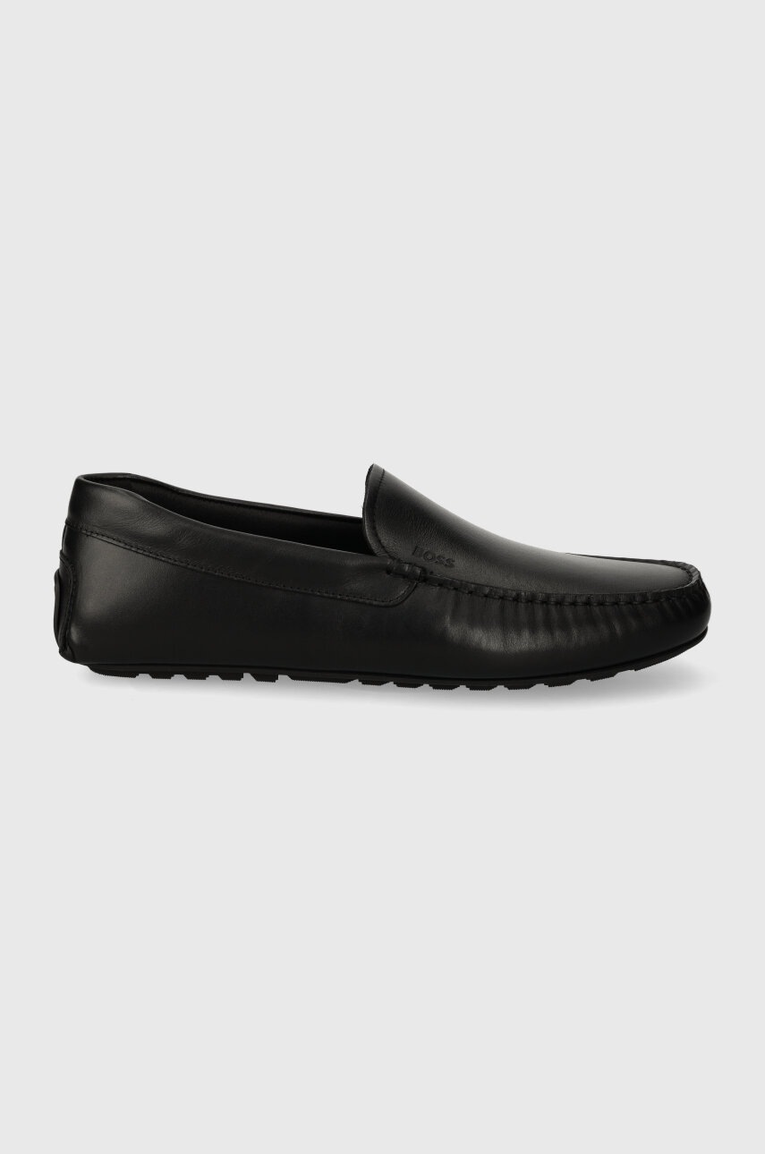 BOSS mocasini de piele Noel barbati, culoarea negru, 50517134