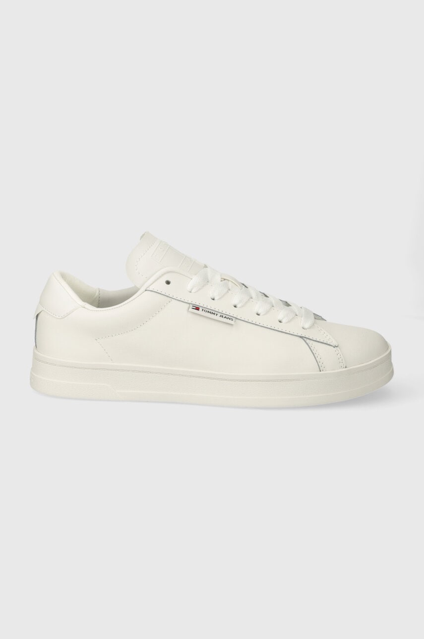 Tommy Jeans sneakers din piele TJM LEATHER LOW CUPSOLE culoarea alb, EM0EM01374