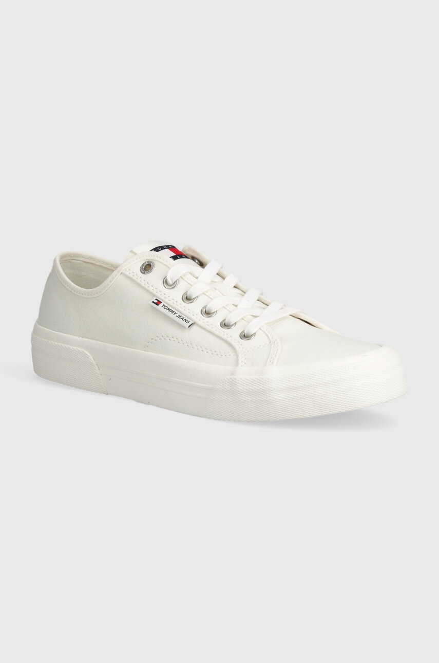 Tommy Jeans tenisi TJM LACE UP CANVAS COLOR barbati, culoarea bej, EM0EM01365