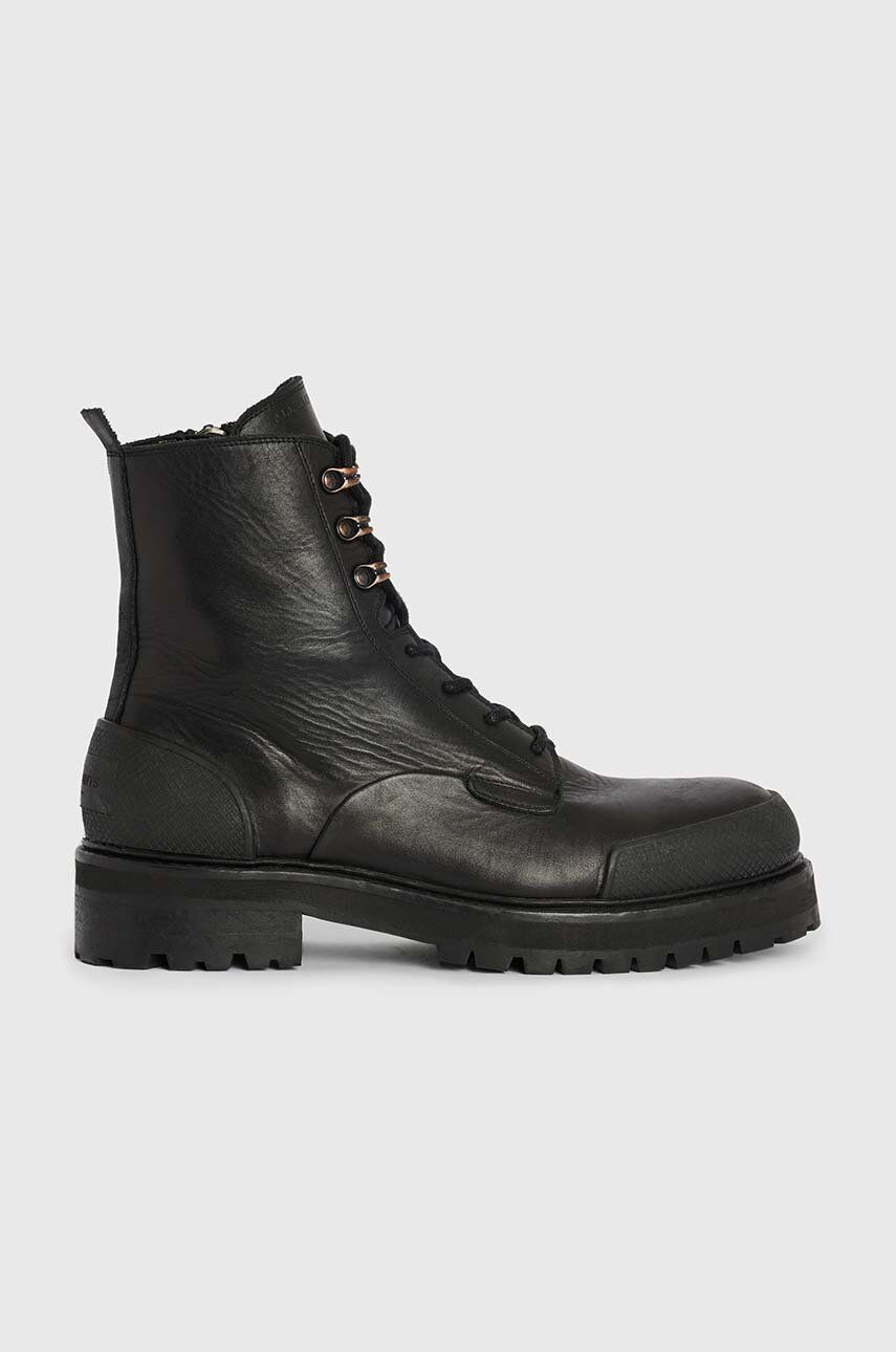 Levně Kožené boty AllSaints Mudfox černá barva, MF529Z