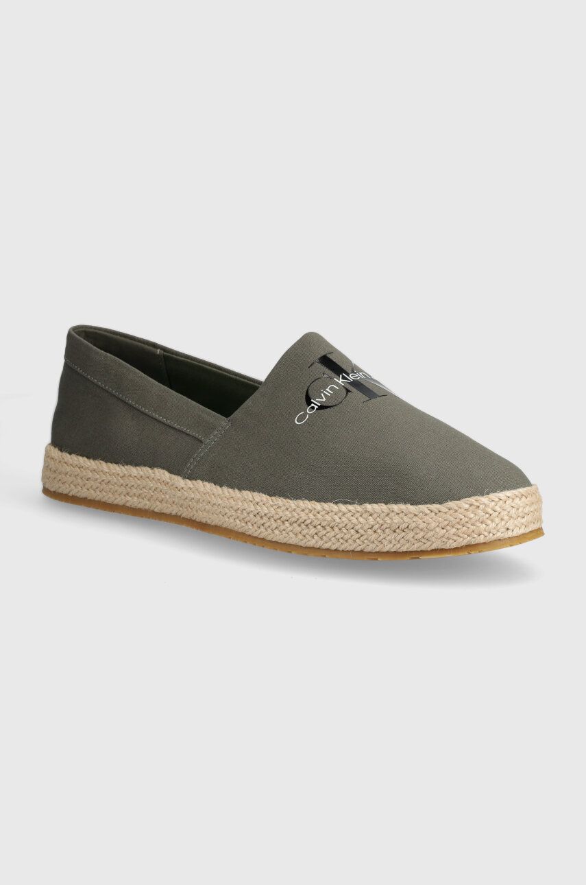 Levně Espadrilky Calvin Klein Jeans ESPADRILLE SLIPON ML zelená barva, YM0YM00935