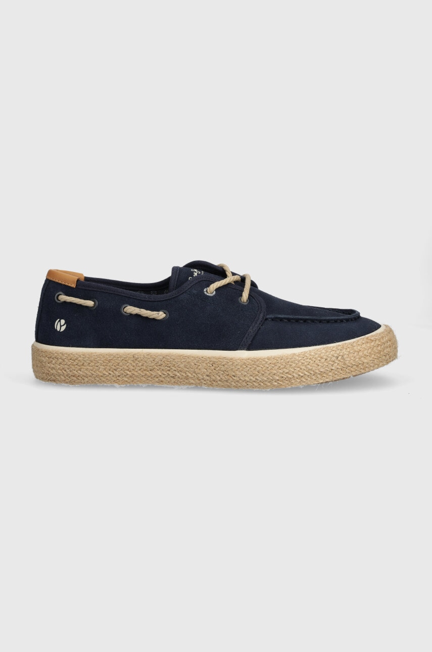 Pepe Jeans espadrile din piele intoarsa PMS10325 culoarea albastru marin, PORT COAST