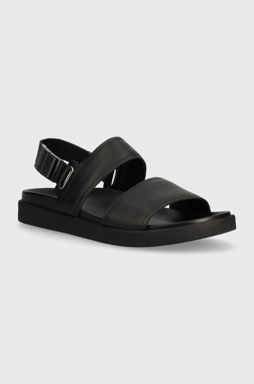 

Кожени сандали Calvin Klein BACK STRAP W/ ICONIC PLAQUE в черно HM0HM01383, Черен