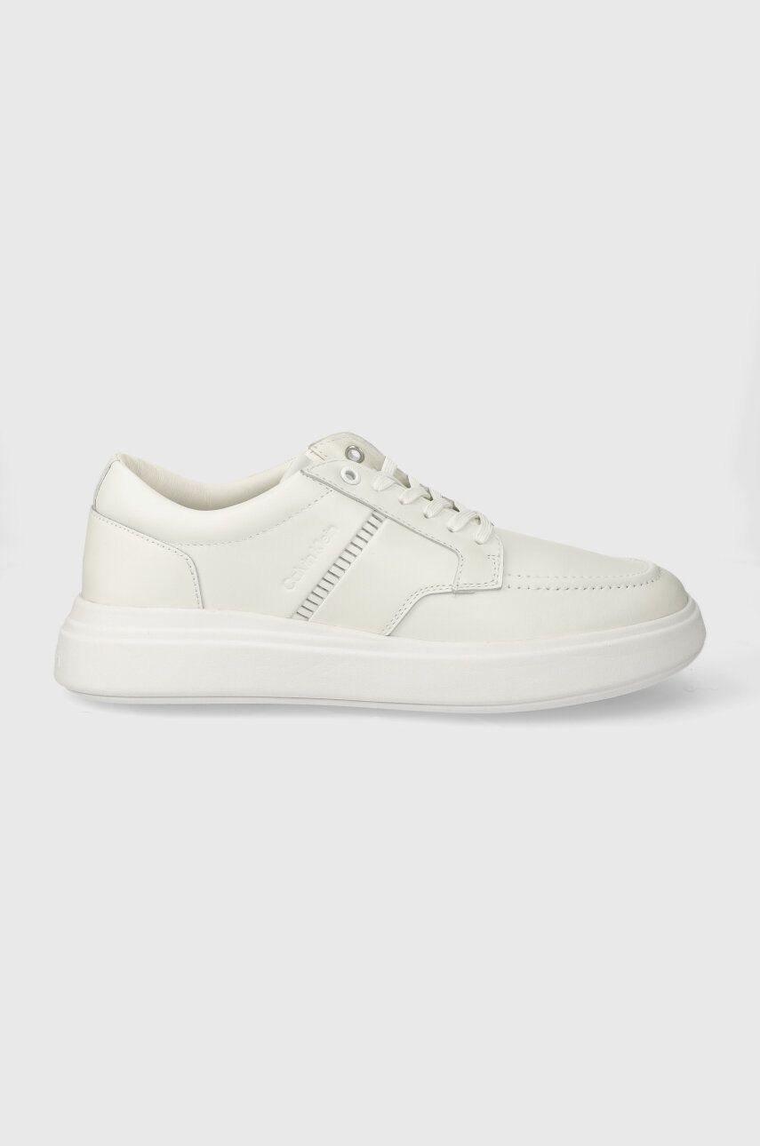 Levně Kožené sneakers boty Calvin Klein LOW TOP LACE UP TAILOR bílá barva, HM0HM01379