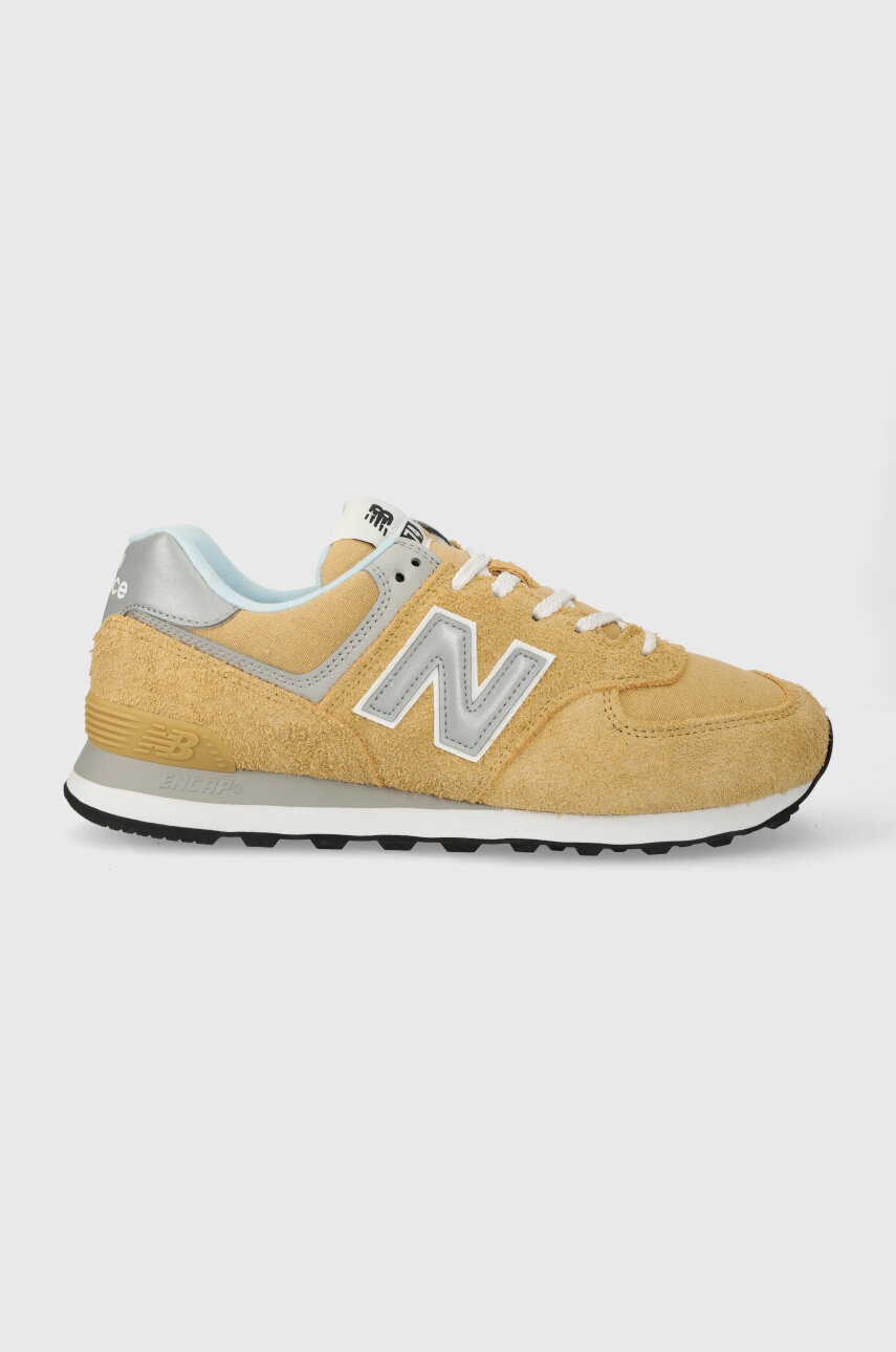 New Balance sneakers din piele întoarsă 574 culoarea bej, U574PGW