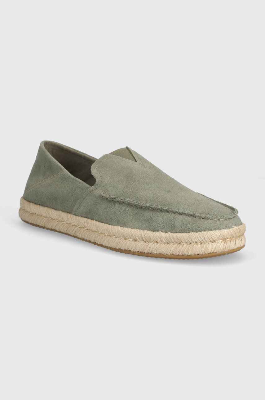 Toms espadrile din piele intoarsa Alonso Loafer Rope culoarea verde, 10020874